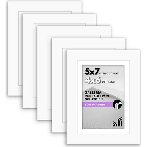 Lot de 5 cadres photo de 12,7 x 17,8 cm Utilisation comme cadre photo de 10,2 x 15,2 cm avec passe-partout ou cadre de 12,7 x 17,8 cm sans passe-partout Cadre photo collage décoration (1/5)