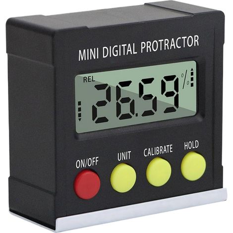 Inclinómetro digital, visor de ángulo magnético electrónico, herramientas de maquinista a batería, tamaño del producto aproximadamente 5.5 x 1.5 x 5.5 cm para carpintería, construcción e industria (1/5)
