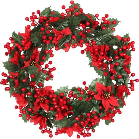 Guirlande De Baies Rouges - 50 Cm - Pour Porte Cheminee Fenetre Interieur Extérieur - Décoration Hivernale Fêtes - 1 Pièce (1/5)
