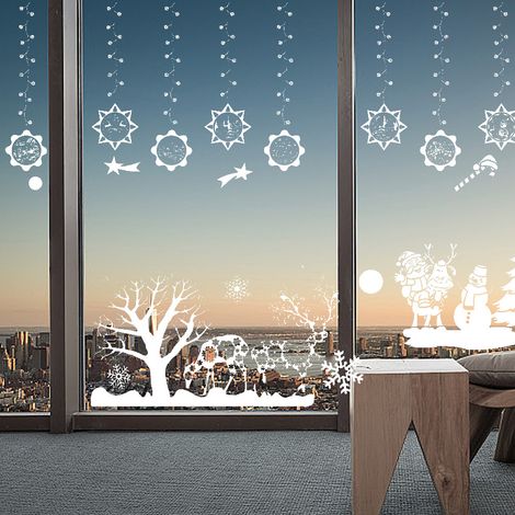 Autocollants Fenêtre Noël - PVC Souple - Double Face - Pour Vitre Miroir Surface Lisse - 12 Pièces (1/5)