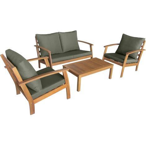 4-seater wooden garden sofa set, Ushuaia, Natural, 123x82.7x74.6 cm (1/5)