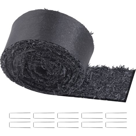 VEVOR Rouleau de Paillis en Caoutchouc, 3x0,11 m, Tapis de Paillis Amenagement Paysager Aspect Naturel Anti Mauvaises Herbes Facile a Couper, pour Allee Bordure Jardin, Plantes, Legumes, Fleurs, Noir
