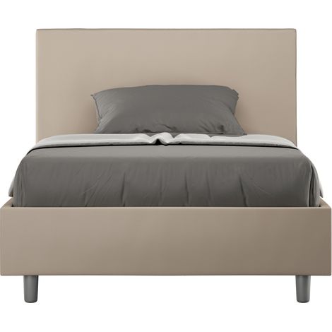 Cama y medio contenedor 120x190 símil piel Adele P Color: Beige - Versión: Con caja de almacenaje (1/5)