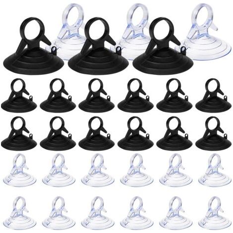 Lot de 60 ventouses transparentes et noires 45mm – Charge maximale 3 kg – PVC réutilisables pour surfaces lisses (1/5)