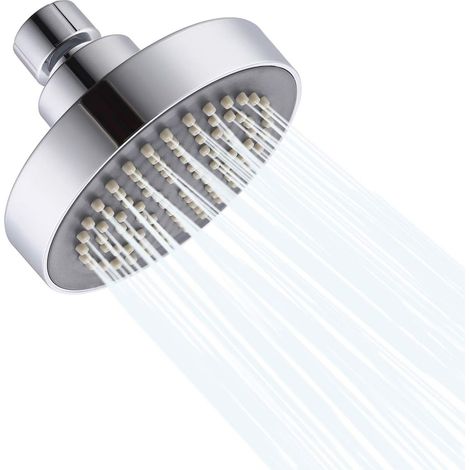 Pommeau Douche Fixes Remplacement Tete De Douche Avec Boule Pivotante 10 CM Chrome Ronde, J335S4-CH (1/5)