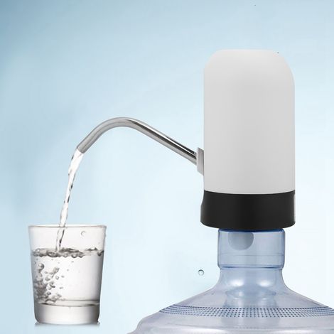 Distributeur d'eau portable avec pompe à bouteille et éclairage LED rechargeable par USB pour la maison et le bureau (blanc) (1/5)