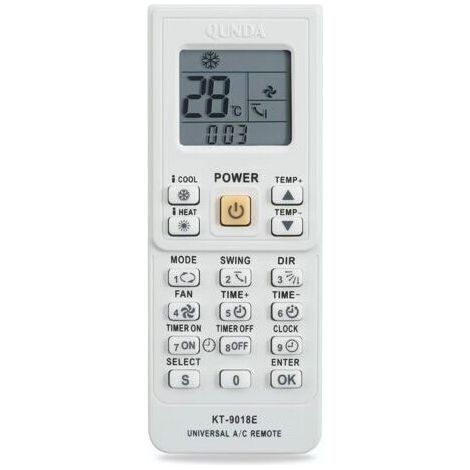 Télécommande universelle de climatisation et de chauffage - pour Midea/LG/Samsung/Panasonic KT9018E, 1pc