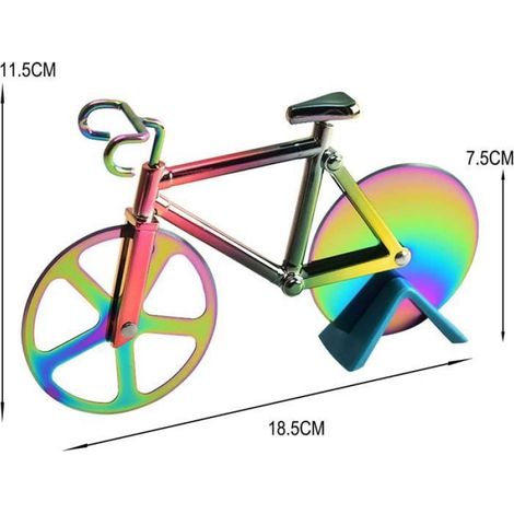 Coupe-pizza,Roue de pizza de vélo, coupe-pizza antiadhésif de vélo avec support, adapté pour couper la pizza(1pcs)