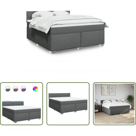 Matratze - Boxspringbett mit Matratze Dunkelgrau 180x200 cm Stoff (1/5)