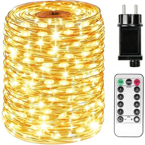Guirlande Lumineuse LED - 1000 LED - 100 M - Fil De Cuivre Souple - Étanche IP44 - Blanc Chaud - Télécommande Incluse - Pour Extérieur Et Intérieur (1/5)
