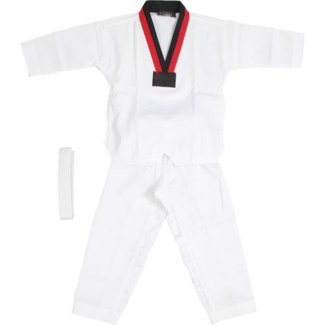 Karate-Anzugset für Kinder mit Gürtel, aus atmungsaktivem und weichem Polyester und Baumwolle, Sportuniform für Kampfsporttraining, für Jungen und Mädchen, Größe S (1/5)