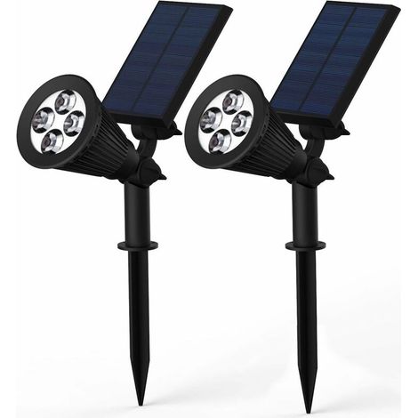 Solar Spotlights, 2-in-1 Adjustable 4 LED Wall/Landscape Solar Lights with Automatic On/Off Sensor, 2 Pack (RGB) (1/4)