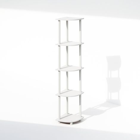 Étagère d'angle 5 Niveaux Ouverte pour Salon Bureau Garage Chambre, Blanc (1/5)