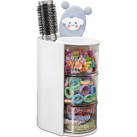 Organizador de maquillaje, 3 cajones, Apto para esmalte de uñas, base líquida, pintalabios y borla de polvos, 18 x 13 x 10 cm, Blanco (1/5)