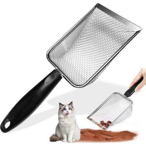 Pelle Litiere Chat, Metal, Poignee Plastique, 3,5mm, Chat, Sable, Animal, Compagnie, Robuste (1/5)