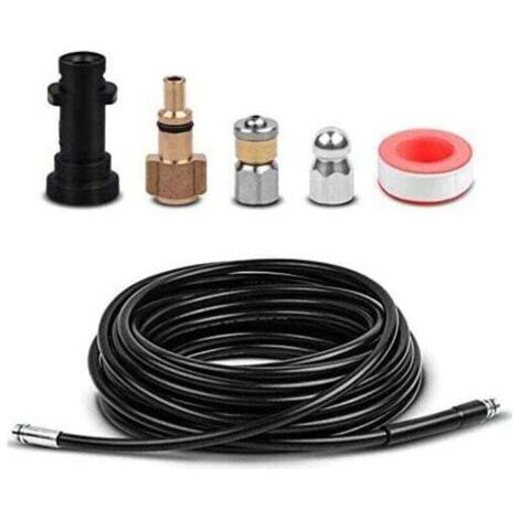 15M High Pressure Flexible Unblocker Hose Kit With Adapter Suitable For Kärcher K2 K3 K4 K5 K6 K7 (1/4)