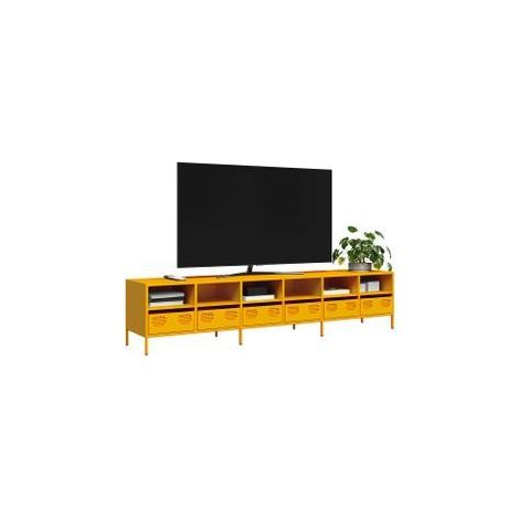 Meuble TV jaune moutarde 202x39x43,5 acier laminé à froid (1/5)