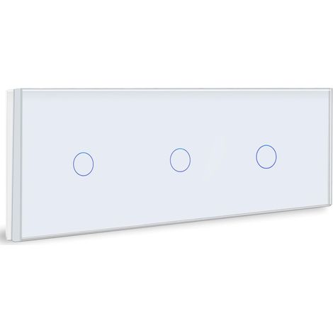 Interrupteur Tactile Mural Blanc,Triple 1 Gang 1 Voie Commutateur de Lumière avec LED Affichage Light,Interrupteur Tactile avec Panneau en verre trempé 500W,240V (1/5)