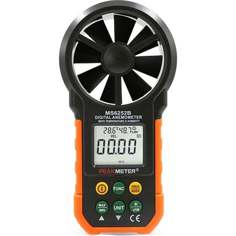 SABIR Anémomètre numérique Ordinateur de poche LCD Électronique Vitesse du Mesureur de volume d'air Rétroéclairage  ​(MS6252A (1/5)