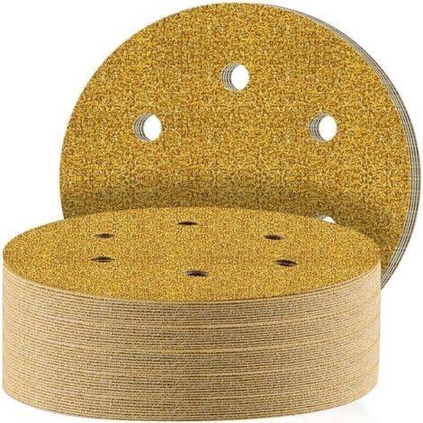 150mm Abrasive Discs, 40-Piece Set of Sanding Pads, Round 6-Hole Discs, Grit 60, for Sanding, Polishing and Rust Removal with an Eccentric Sander (1/4)