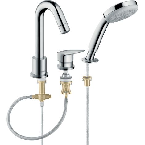 Mitigeur bain douche 3 trous HANSGROHE Logis chromé + corps encastré