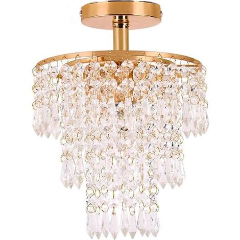 Gold LED ceiling light with crystals, modern and luxurious style, light fixture for bedroom, living room, kitchen, balcony (1/5)