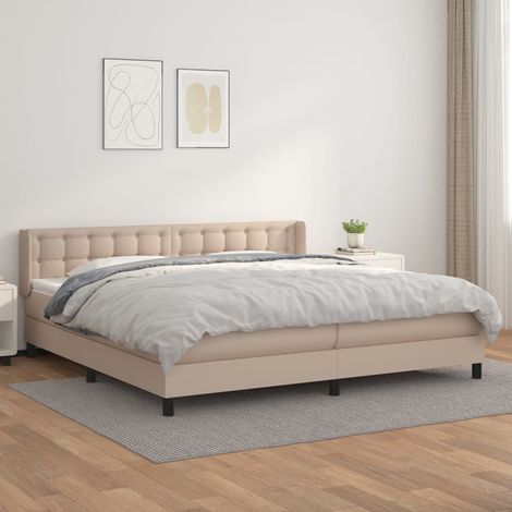 Boxspringbett Matratze Cappuccino-Braun 200x200cm Kunstleder (1/5)