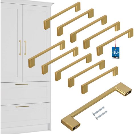 Tirador para muebles de cocina KOTARBAU® Clásico Moderno Oblongo Largo Oro Mate 148 MM Espacio entre 128 MM Juego de 10