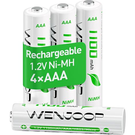Piles Rechargeables AAA HR03, Lot de 4, 1100 mAh, 1,2V NiMH, Préchargées, Faible Auto-Décharge, pour Télécommandes TV et Jouets (1/5)