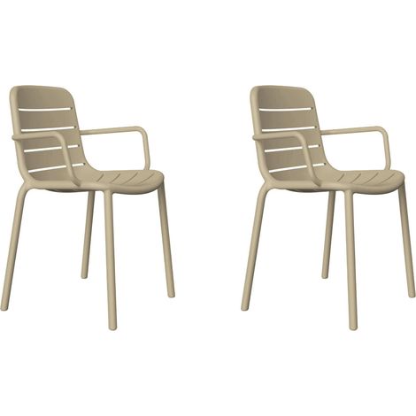 Set 2 sillas con brazos interior, exterior arena GINA Resol