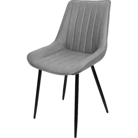 Silla de comedor, diseño ergonómico, estructura metálica resistente, gris claro. (1/2)