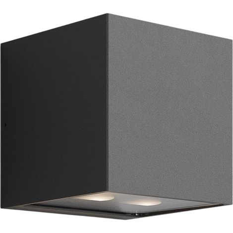 Forward Lampada da parete per esterni a 2 luci asimmetrica, struttura in alluminio, LED integrato 10,5W 3000K, finitura nero, design compatto IP54 (1/3)