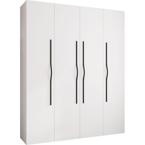 Armario Hartford 564, Blanco, 246x200x42cm, Puertas de armario: Con bisagras, Número de estantes: 12 (1/5)