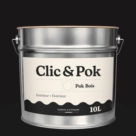 Peinture Bois Extérieur – POK BOIS - 10L - RAL 8022 - Brun noir- Résistante aux intempéries - Ne s'écaille pas
