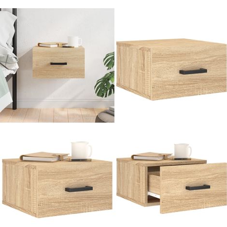 Wand-Nachttisch Sonoma-Eiche 35x35x20 cm - Wandmontage - Holz Nachttisch (1/5)