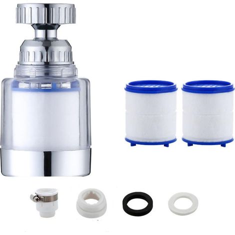 1 Pièces Filtre Robinet Anti Calcaire Rotatif À 360°, Transparent, Avec 2 Éléments Filtrants En Coton Pp, Filtre Robinet (1/5)