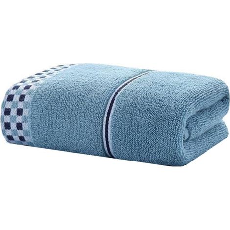 Pure cotton face towel - 70 x 140 cm - Extra large - Soft and absorbent - For adults and children - Lint-free - Quick-drying - Blue green grey (1/5)