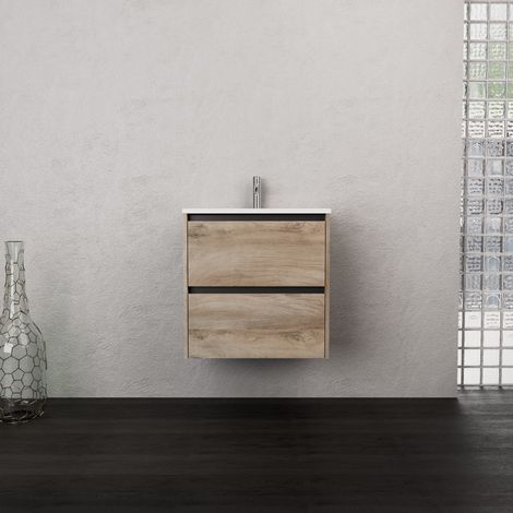 Inda - Mobile bagno L.60 con lavabo opaco / Rovere naturale 2