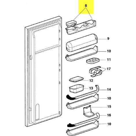 Whirlpool – Couvercle balconet supérieur 411x75x55 pour réfrigérateur Scholtes – Pièce détachée compatible – C00093297