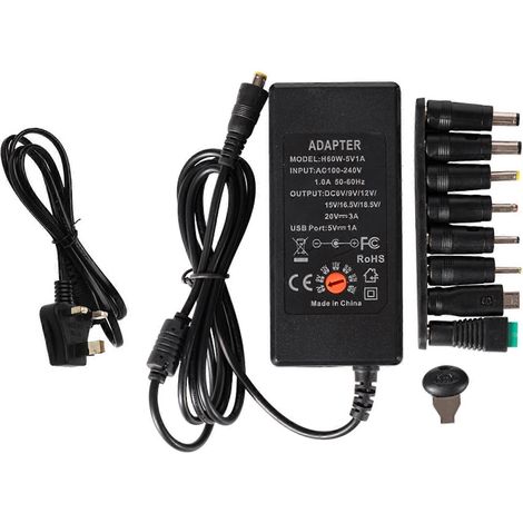 Einstellbarer 60-W-Netzadapter, kompatibel mit 6V-20V für Heimelektronik und LED-Streifen, UK-Stecker. (1/4)