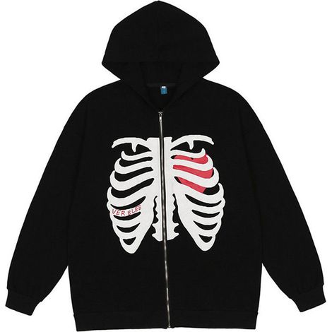 Sweat à capuche zippé squelette pour femmes et hommes, veste squelette noire, sweat-shirt automne-printemps (1/5)