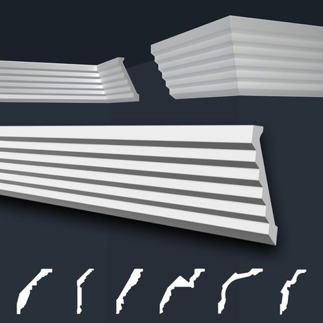 Moulures de stuc à motifs blancs, EPS Styropor ajustement forme, Paquets d'épargne Marbet série B: B-37 / 70x136mm, Max. Forfait (meilleur prix par mètre)