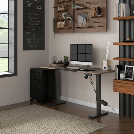 Vinsetto Höhenverstellbarer Schreibtisch Elektrisch 140 x 70 cm Computertisch mit 4 Memory-Steuerung, 4 tlg. Tischplatte, Steh-Sitz Tisch mit Anti-Kollision, Überhitzungsschutz Schwarz