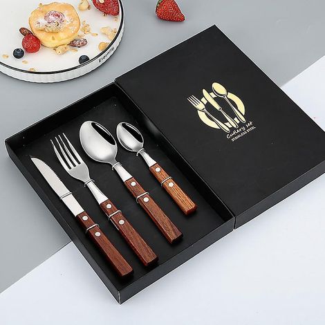 ensemble De Quatre Cuillres De Couteau Et De Fourchette De Repas Occidentaux En Acier Inoxydable (1/5)