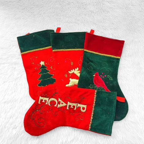 4 cheminées de Noël, chaussettes de Noël, décorations, sacs cadeaux, sacs à suspendre, grandes chaussettes de rangement pour bonbons de Noël 4221cm (1/4)