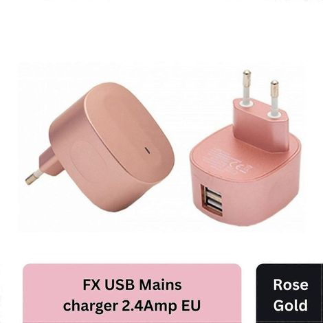 Compatible avec l'adaptateur secteur double USB coloré FX, prise 2,4 ampères, or rose. (1/5)