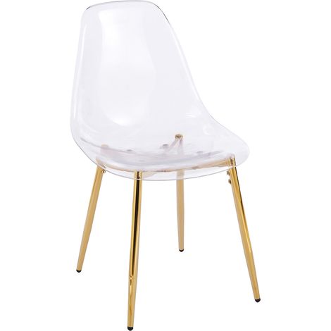 Lot de 4 chaises de salle à manger transparentes avec pieds dorés, style moderne, assise en ABS, faciles à assembler, pour cuisine et salon CHICFURN (1/5)