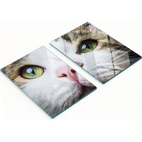 Tableros de vidrio elegantes y duraderos con estampado de ojo de gato verde, 2x40x52 cm. (1/5)