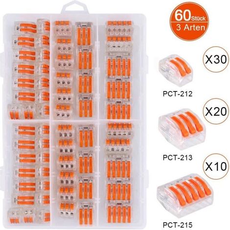 60 pièces Connecteur de Fils Compacts Connecteurs électriques avec levier de commande Connecteur électrique avec levier (1/4)