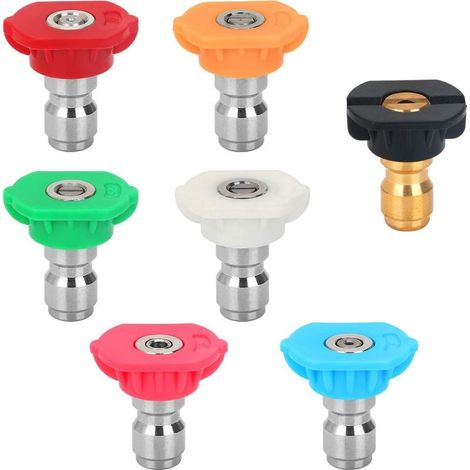 Pressure Washer Spray Nozzle Tips Set with 5 Multi-Degree Nozzle and 2 Second Stage Nozzles, 7 Pack, 1/4" Quick Connect, 2.5 GPM, Rated up to 4500 PSI (1/5)